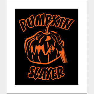 Pumpkin Slayer | Scary Halloween Pumpkin (plain colour) Posters and Art